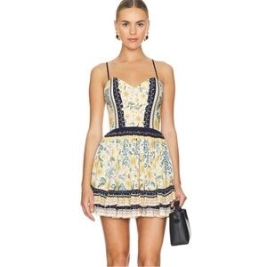 Agua Bendita Floral Mini Dress - Yellow and Blue